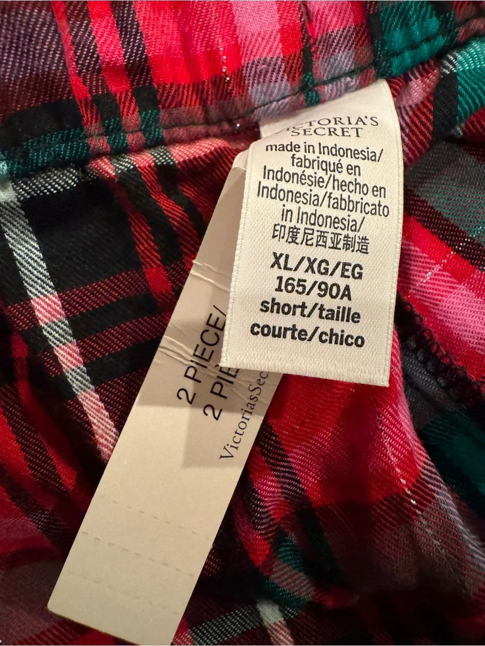 Victoria’s Secret tartan Red Green Plaid Pajama Set Holiday Sleepwear Sz XL